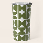 Mid Century Modern Geometric 04 Olive Green Travel Mug Gallery Image 2