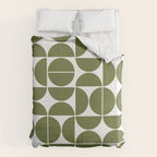 Mid Century Modern Geometric 04 Olive Green Duvet Cover Gallery Image 6