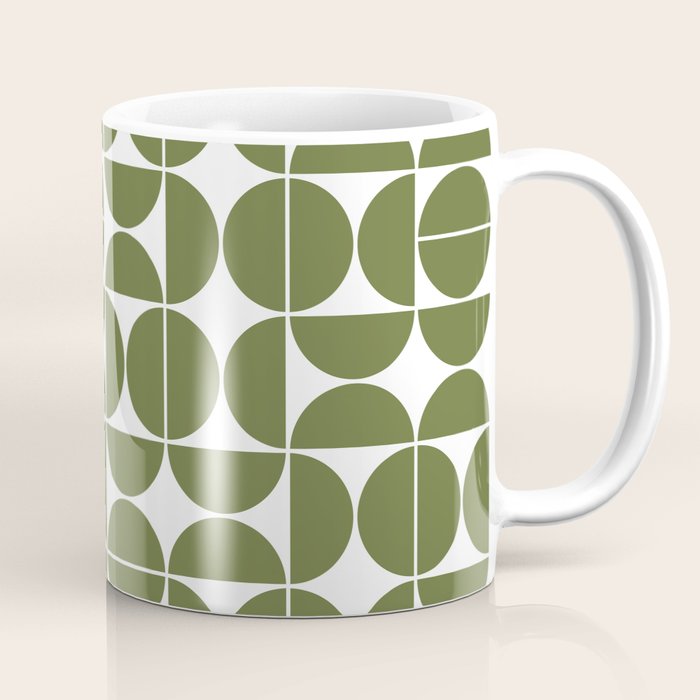 Mid Century Modern Geometric 04 Olive Green Coffee Mug Gallery Image 1