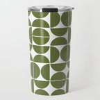 Mid Century Modern Geometric 04 Olive Green Travel Mug Gallery Image 1