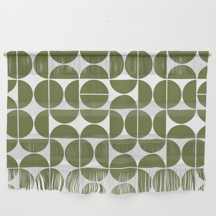 Mid Century Modern Geometric 04 Olive Green Wall Hanging Gallery Image 1