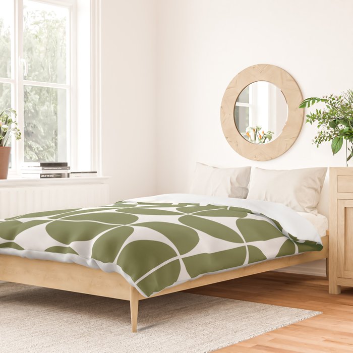 Mid Century Modern Geometric 04 Olive Green Duvet Cover Gallery Image 2