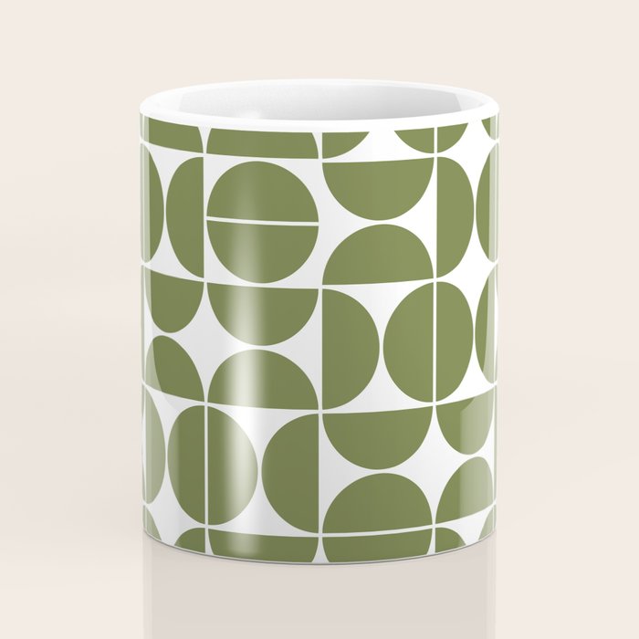 Mid Century Modern Geometric 04 Olive Green Coffee Mug Gallery Image 4