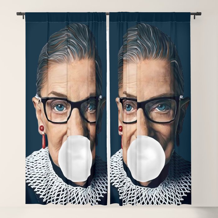 Ruth Bader Ginsburg Blowing White Bubble gum Window Curtain Gallery Image 5