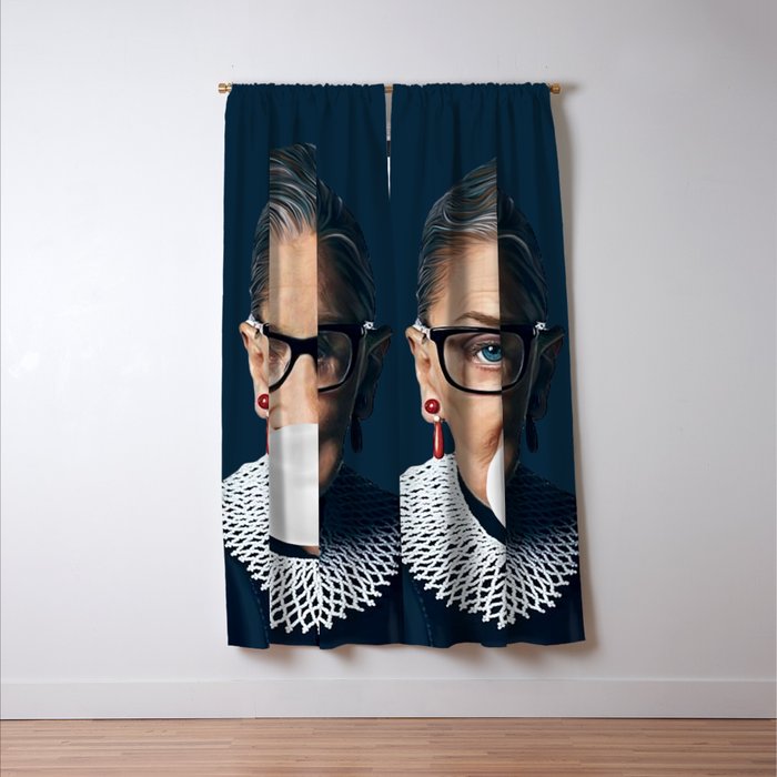 Ruth Bader Ginsburg Blowing White Bubble gum Window Curtain Gallery Image 3