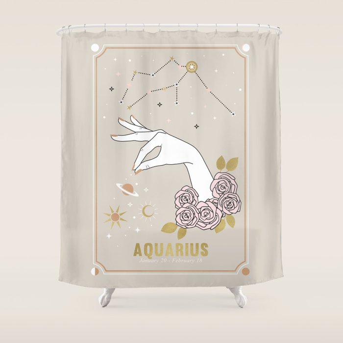 Aquarius Zodiac Sign Shower Curtain Gallery Image 1