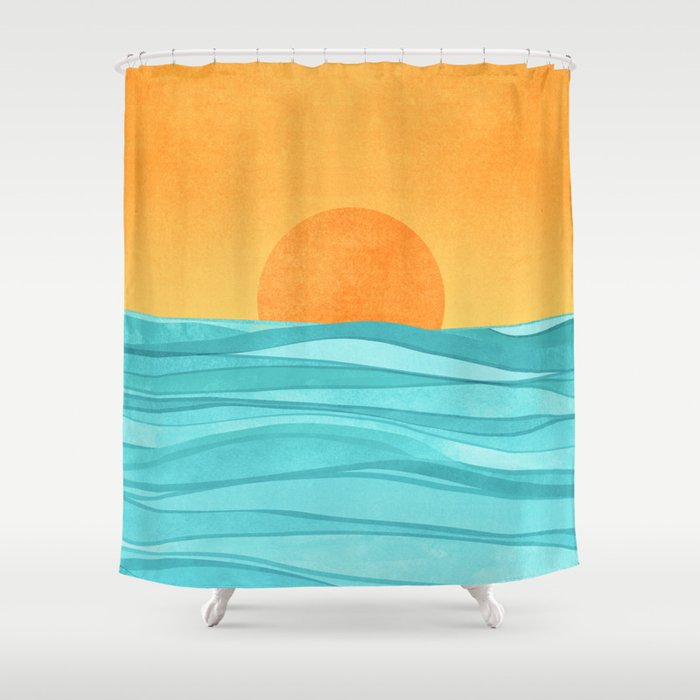 Coastal Sunset Landscape Shower Curtain Gallery Image 1