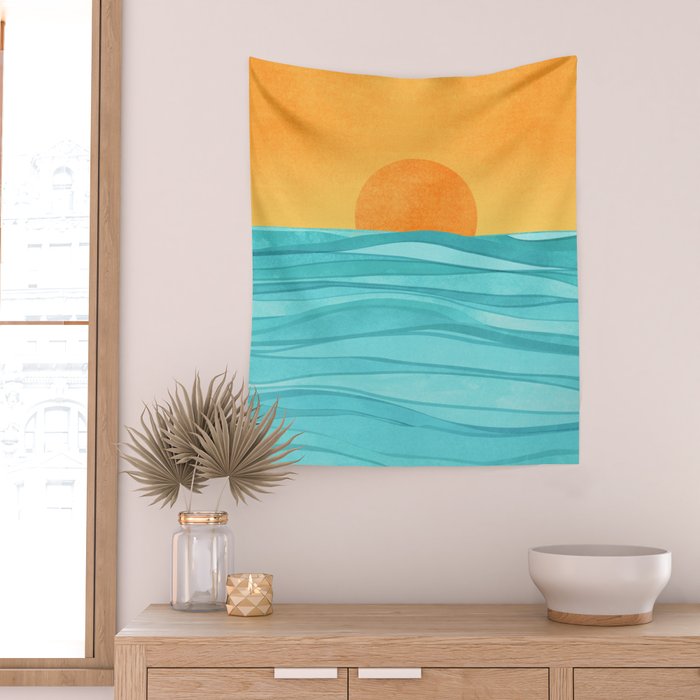Coastal Sunset Landscape Wall Tapestry Gallery Image 2