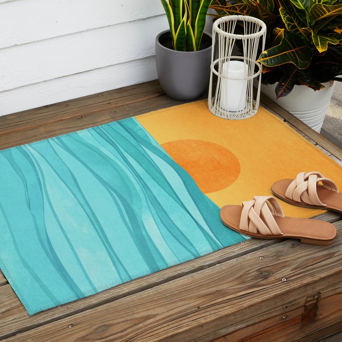 Coastal Sunset Landscape Outdoor Rug Gallery Image 2