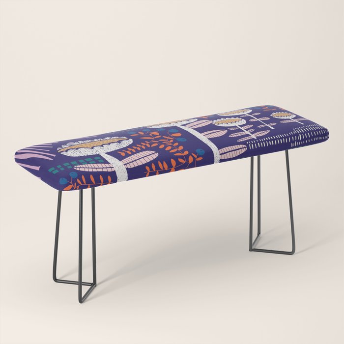 Block print bold flower blue Bench Gallery Image 1