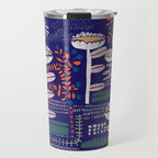 Block print bold flower blue Travel Mug Gallery Image 1