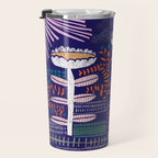 Block print bold flower blue Travel Mug Gallery Image 3