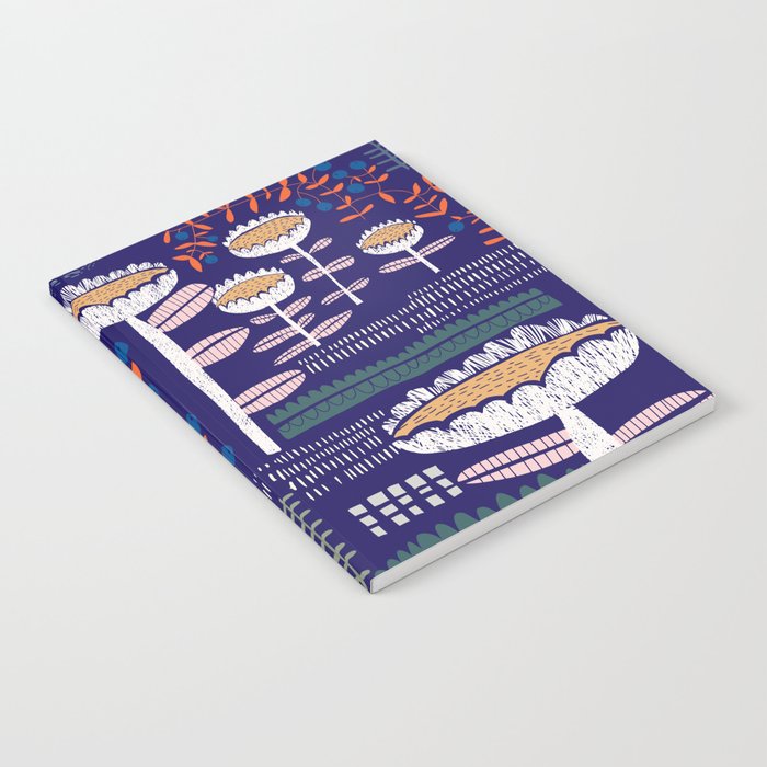 Block print bold flower blue Notebook Gallery Image 2