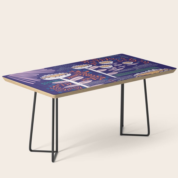 Block print bold flower blue Coffee Table Gallery Image 1
