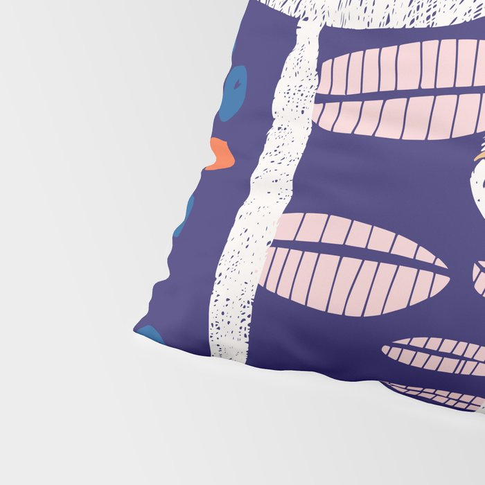 Block print bold flower blue Pillow Sham Gallery Image 4