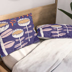 Block print bold flower blue Pillow Sham Gallery Image 2