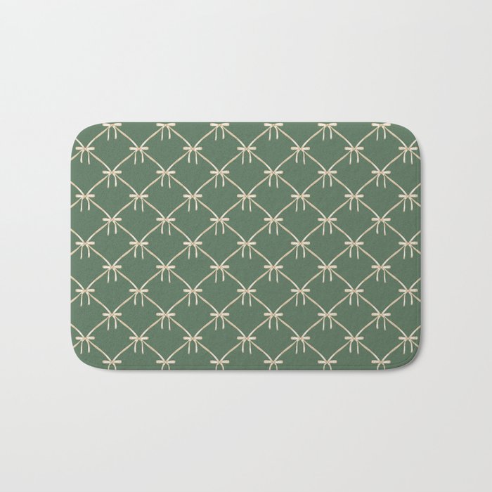 Bows & Ribbons Pattern XXVI Natural Green Bath Mat Gallery Image 1