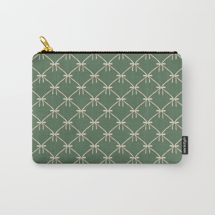 Bows & Ribbons Pattern XXVI Natural Green Carry All Pouch Gallery Image 1