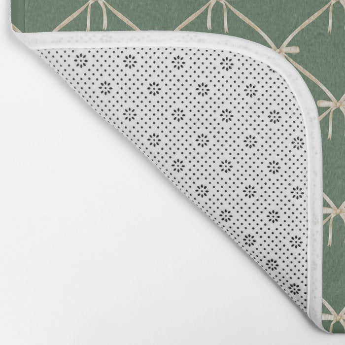 Bows & Ribbons Pattern XXVI Natural Green Bath Mat Gallery Image 2