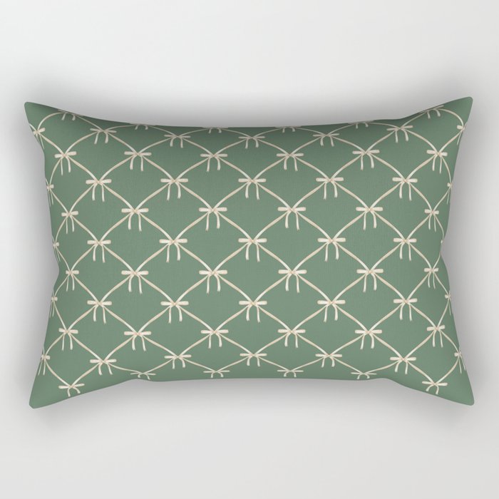 Bows & Ribbons Pattern XXVI Natural Green Rectangular Pillow Gallery Image 2