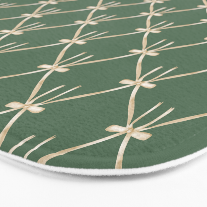 Bows & Ribbons Pattern XXVI Natural Green Bath Mat Gallery Image 3