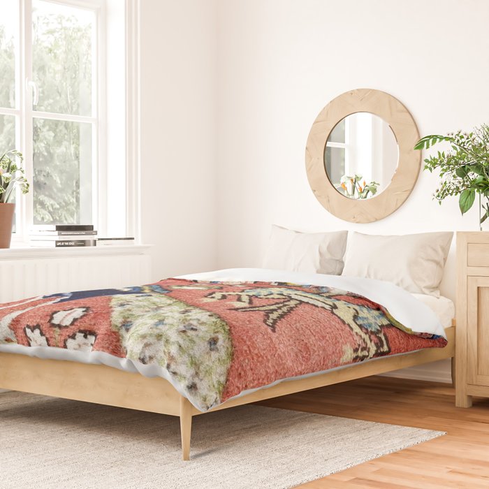 Antique Persian Rug Print with Peacock & Deer Duvet Cover Gallery Image 2