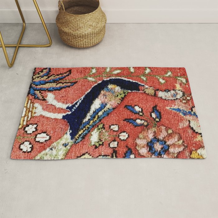 Antique Persian Rug Print with Peacock & Deer Rug Gallery Image 1