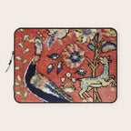 Antique Persian Rug Print with Peacock & Deer Laptop Sleeve Gallery Image 1