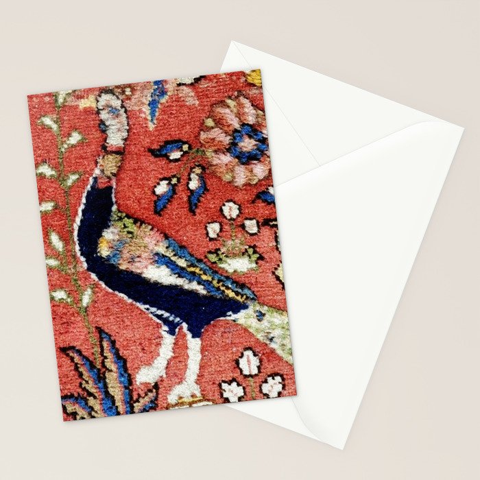 Antique Persian Rug Print with Peacock & Deer Stationery Card Gallery Image 2