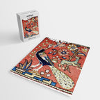 Antique Persian Rug Print with Peacock & Deer Jigsaw Puzzle Gallery Image 2