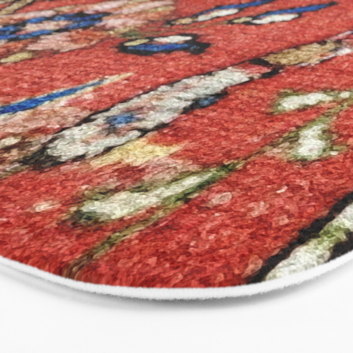 Antique Persian Rug Print with Peacock & Deer Bath Mat Gallery Image 3