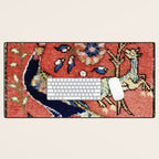 Antique Persian Rug Print with Peacock & Deer Desk Mat Gallery Image 1