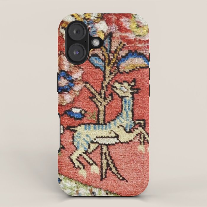 Antique Persian Rug Print with Peacock & Deer iPhone Case Gallery Image 1