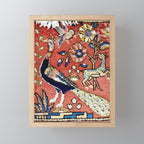 Antique Persian Rug Print with Peacock & Deer Mini Art Print Gallery Image 1