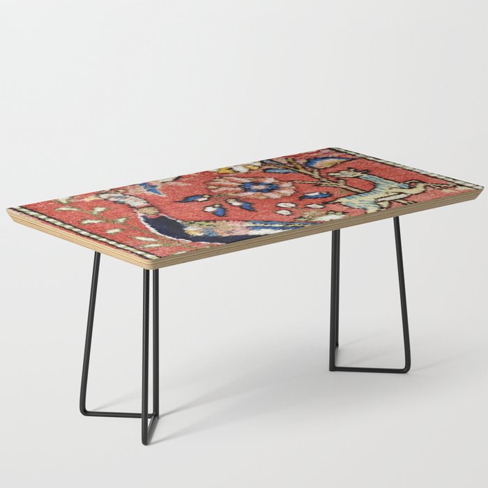 Antique Persian Rug Print with Peacock & Deer Coffee Table Gallery Image 1