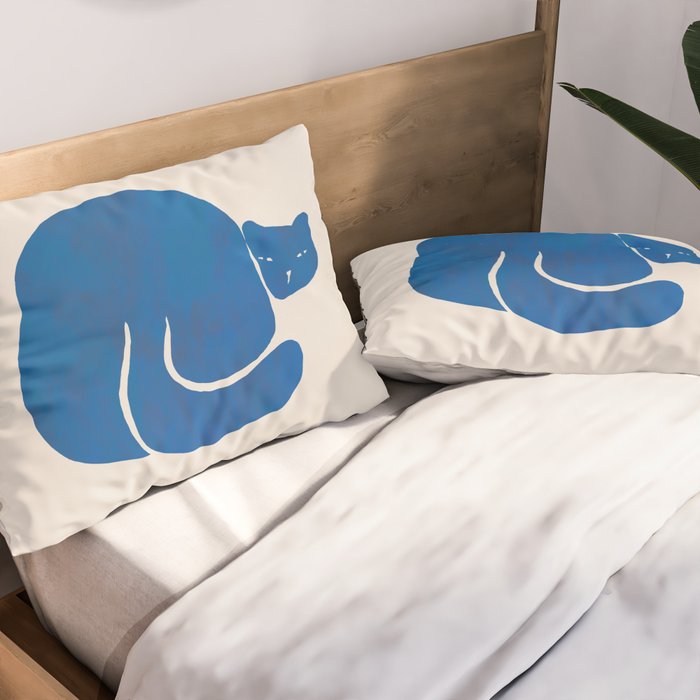 Blue cat Pillow Sham Gallery Image 2