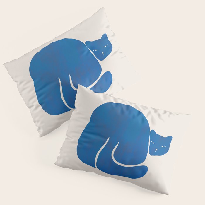 Blue cat Pillow Sham Gallery Image 1