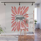 Black Jaguar - Red Leaf Palette Wall Mural Gallery Image 1