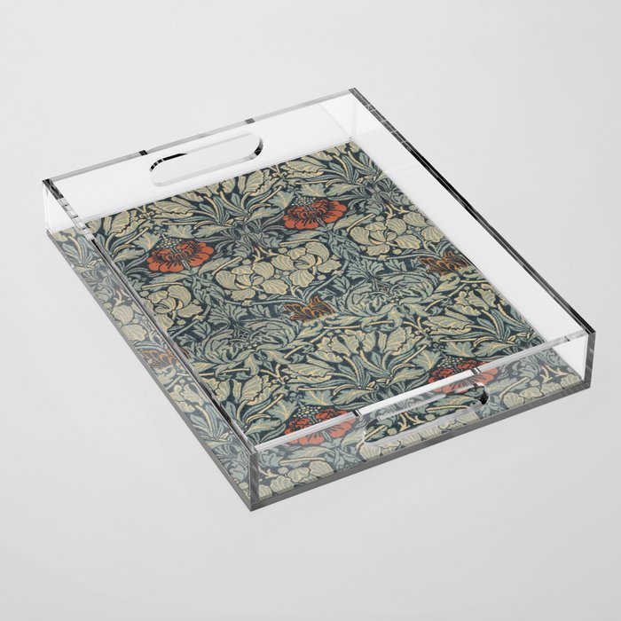 Vintage William Morris Tulip and Rose Acrylic Tray Gallery Image 1