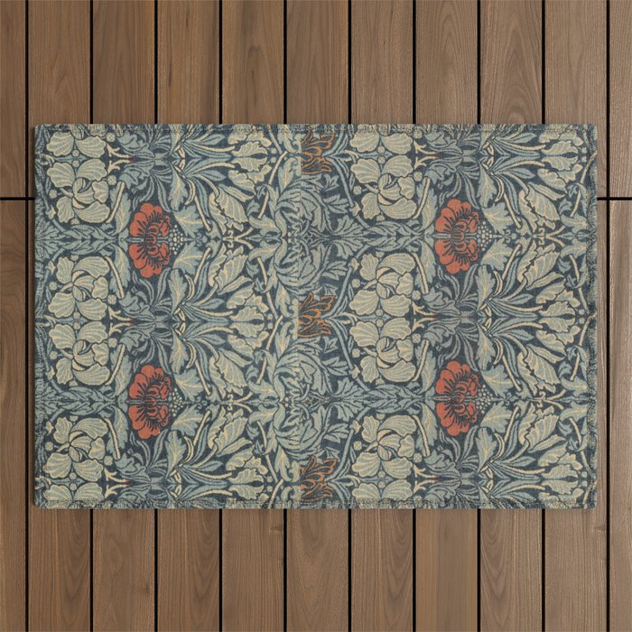 Vintage William Morris Tulip and Rose Outdoor Rug Gallery Image 1