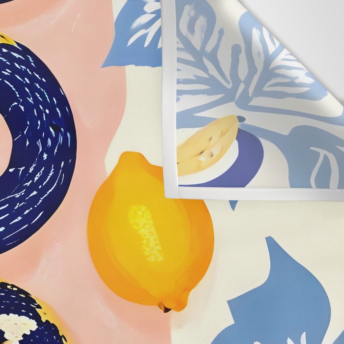 Snakes & Lemons, Whimsical Eclectic Wildlife Animals, Fruit Food Bohemian Summer, Quirky Venom Illustration Moroccan Tiles Wall Tapestry Gallery Image 3