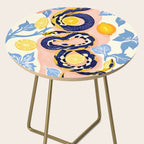 Snakes & Lemons, Whimsical Eclectic Wildlife Animals, Fruit Food Bohemian Summer, Quirky Venom Illustration Moroccan Tiles Side Table Gallery Image 2