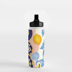 Snakes & Lemons, Whimsical Eclectic Wildlife Animals, Fruit Food Bohemian Summer, Quirky Venom Illustration Moroccan Tiles Water Bottle Gallery Image 2