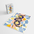 Snakes & Lemons, Whimsical Eclectic Wildlife Animals, Fruit Food Bohemian Summer, Quirky Venom Illustration Moroccan Tiles Jigsaw Puzzle Gallery Image 2
