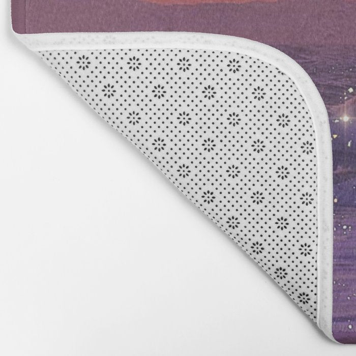 PURPLE WAVES | ocean | sea | collage | glow | gems | crystal | sunset | aesthetic | seaside | nature Bath Mat Gallery Image 2