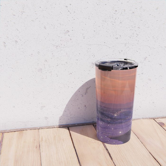 PURPLE WAVES | ocean | sea | collage | glow | gems | crystal | sunset | aesthetic | seaside | nature Travel Mug Gallery Image 4