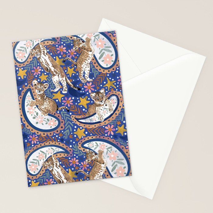 Leopard Cubs Starry Night Stationery Card Gallery Image 2