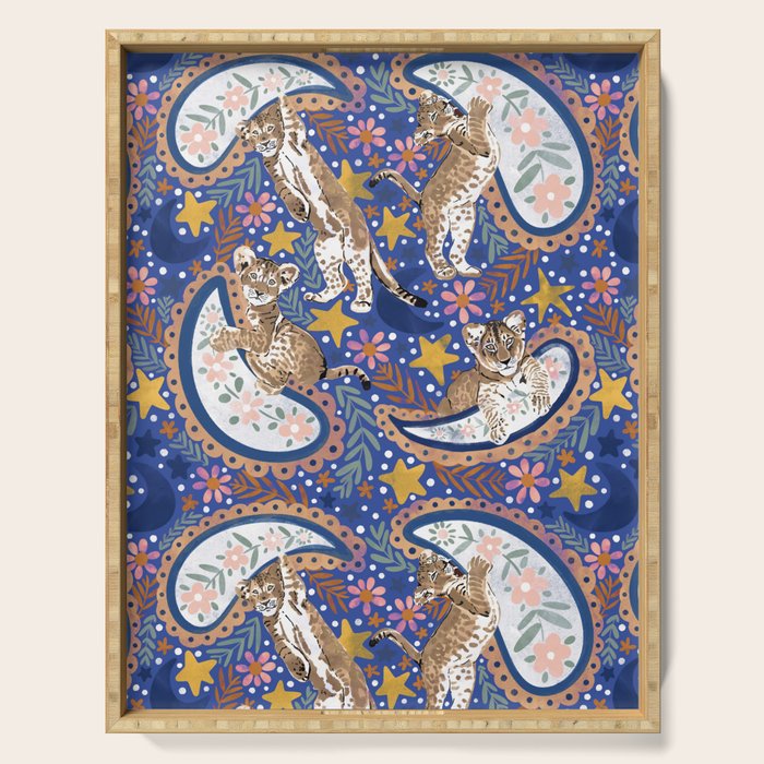 Leopard Cubs Starry Night Serving Tray Gallery Image 1