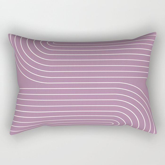 Minimal Line Curvature XXIV Lilac Purple Mid Century Modern Arch Abstract Rectangular Pillow Gallery Image 1