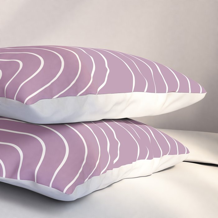 Minimal Line Curvature XXIV Lilac Purple Mid Century Modern Arch Abstract Pillow Sham Gallery Image 3